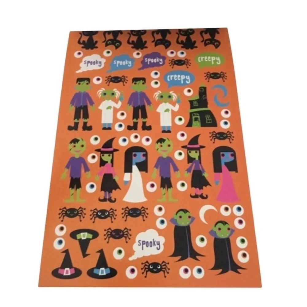 Halloween Stickers Holographic Googly Eyes Bats Cats Pumpkins Monsters Spiders